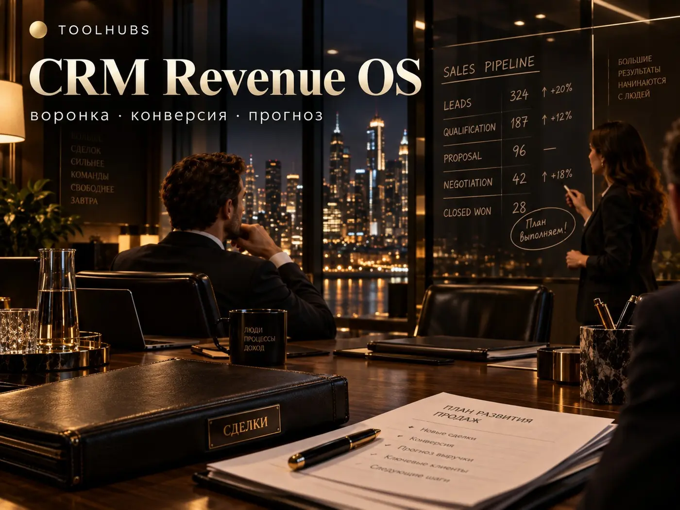 CRM Revenue OS — воронка, конверсия, прогноз