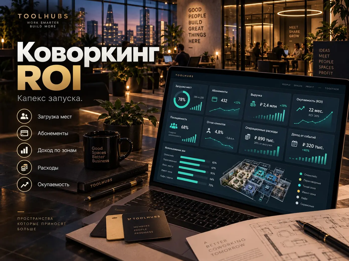 Coworking Occupancy & Cashflow Intelligence — интеллект загрузки, тарифов и денежного потока