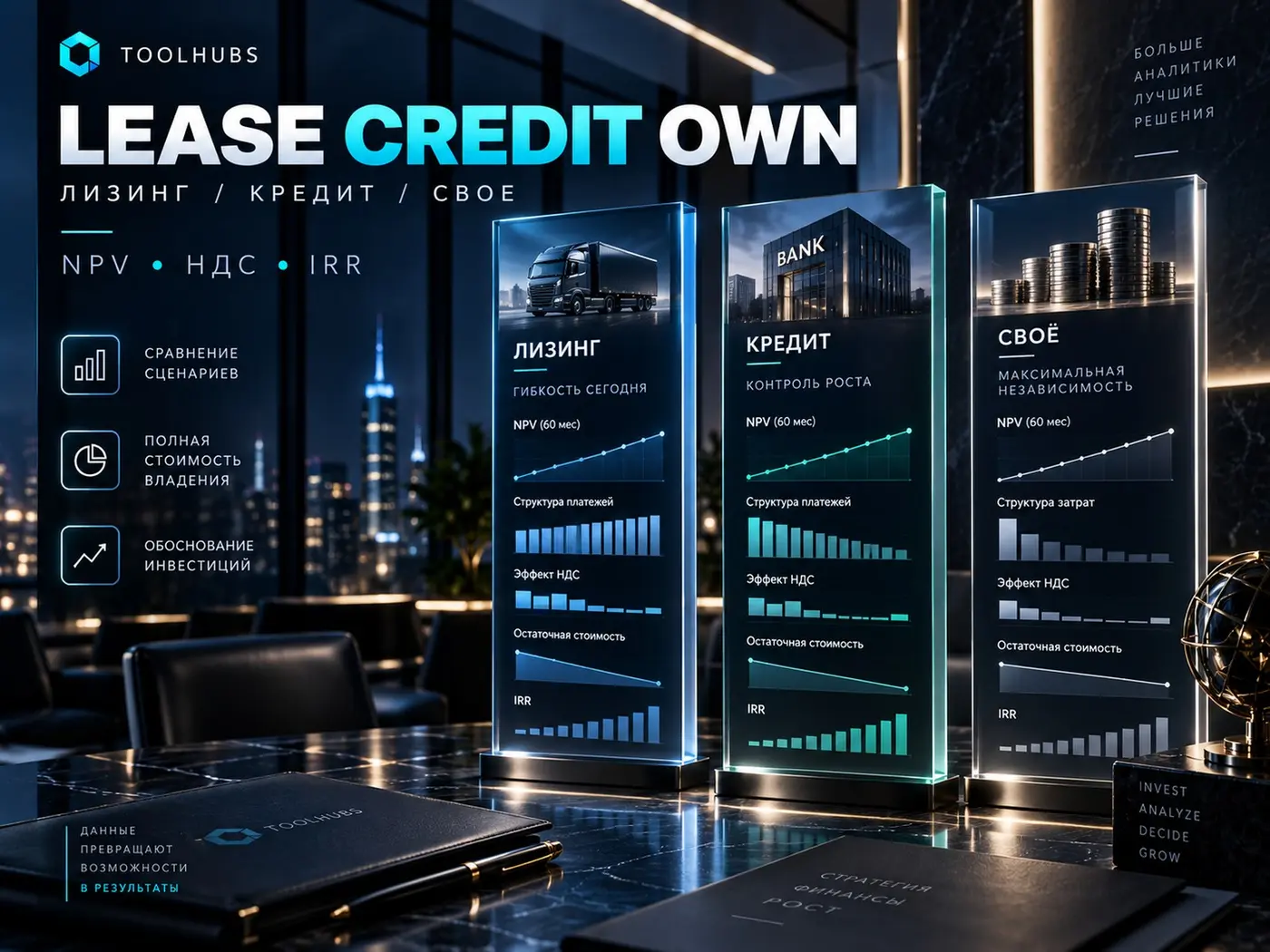Lease / Credit / Own — лизинг, кредит или свои
