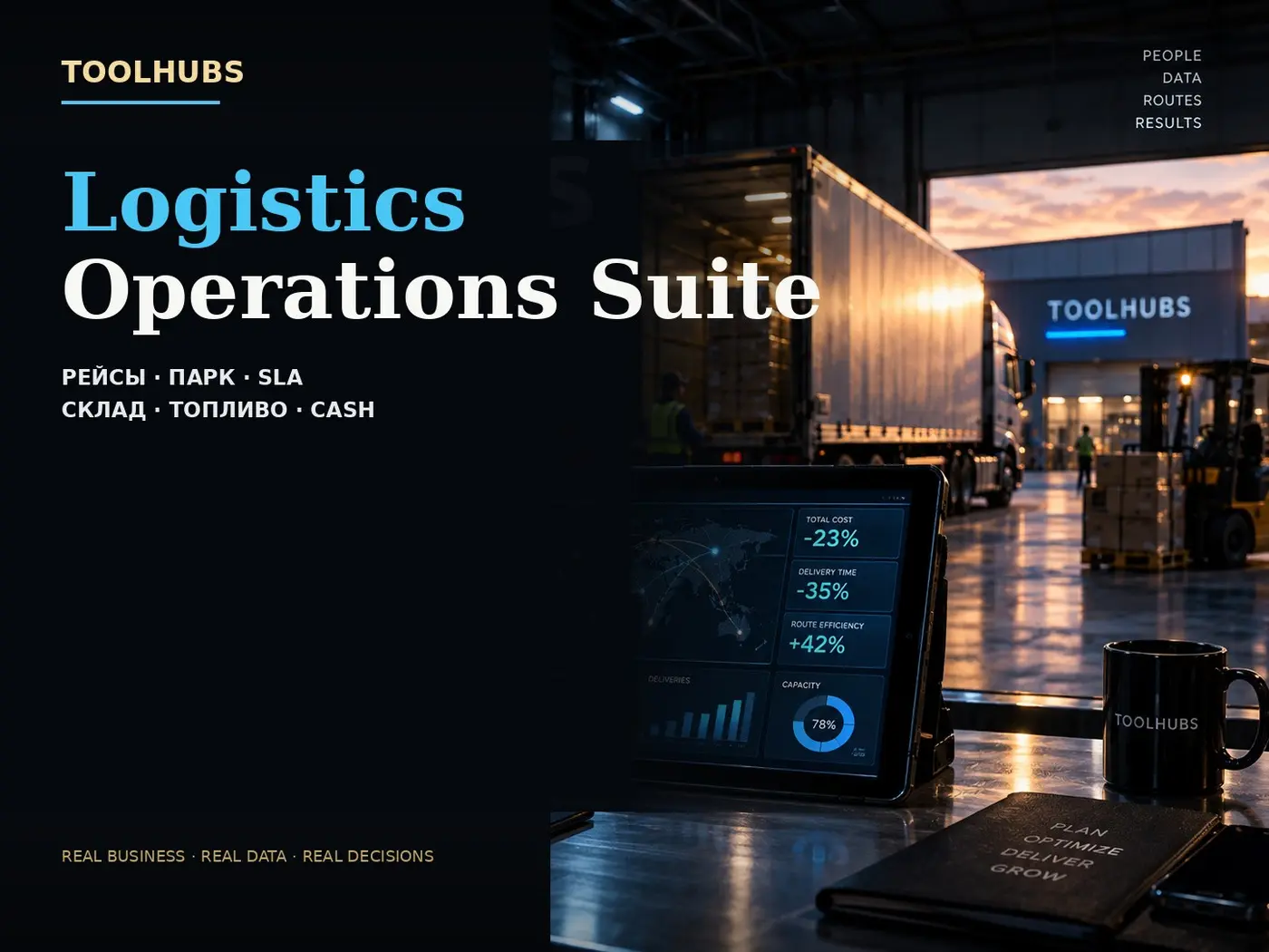 Logistics Suite — рейсы, парк, SLA, маржа доставки