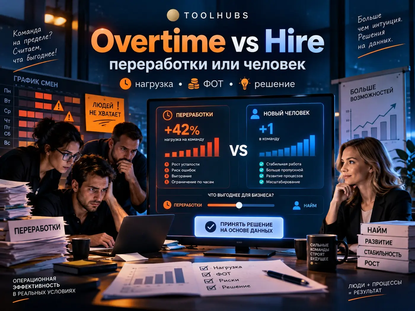 Overtime vs Hire — переработки или человек