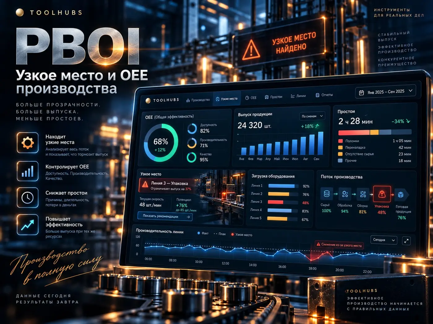 PBOI — узкое место и OEE цеха