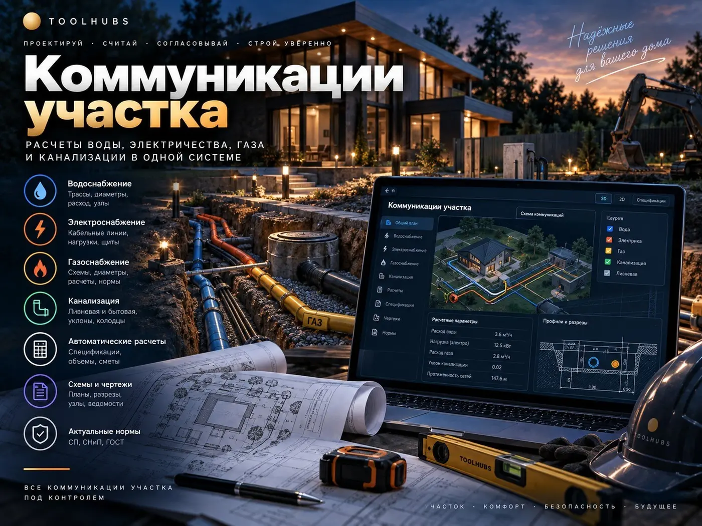 Plot Utilities — газ, свет, вода, канализация