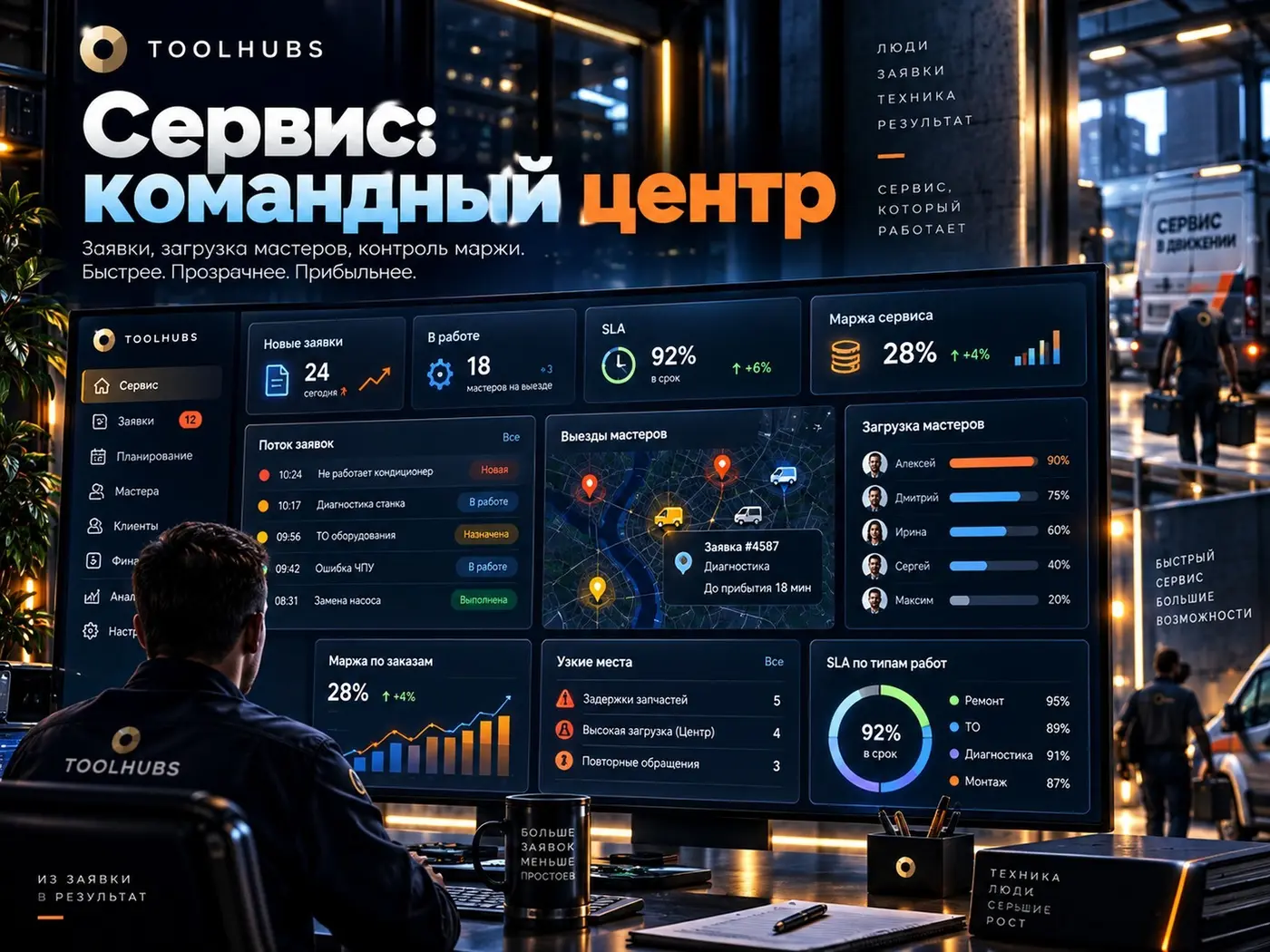 Service Command Center — заявки, маржа мастера